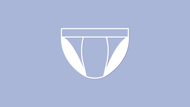 白色男子内裤图标孤立在紫色背景 男式内裤4K视频运动图形动画 — 图库视频影像