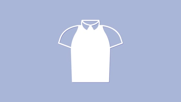 Символ Белой Рубашки Поло Выделен Фиолетовом Фоне Видеографическая Анимация — стоковое видео