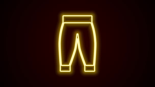 Brillante Línea Neón Pantalones Icono Aislado Sobre Fondo Negro Firma — Vídeos de Stock