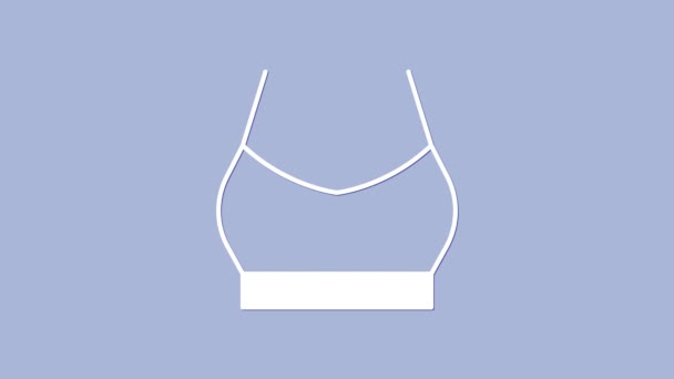 白色的女性作物顶部图标孤立在紫色背景 4K视频运动图形动画 — 图库视频影像