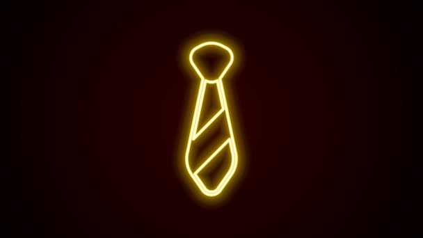 Icona Luminosa Neon Linea Cravatta Isolata Sfondo Nero Cravatta Cravatta — Video Stock
