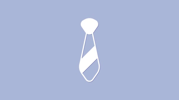 Witte Tie Pictogram Geïsoleerd Paarse Achtergrond Halsband Halsdoek Symbool Video — Stockvideo