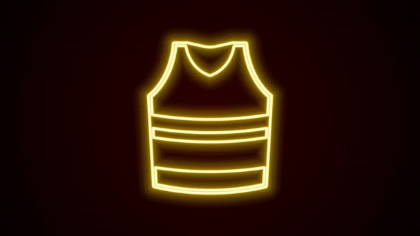 Gloeiende Neon Lijn Onderhemd Pictogram Geïsoleerd Zwarte Achtergrond Video Motion — Stockvideo