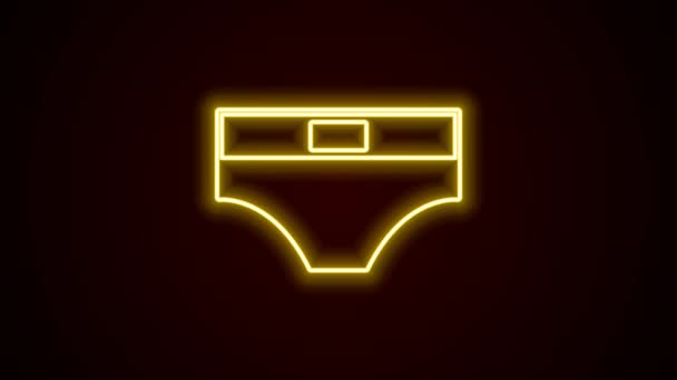 亮晶晶的霓虹灯线男人内裤图标孤立在黑色背景 男式内裤4K视频运动图形动画 — 图库视频影像