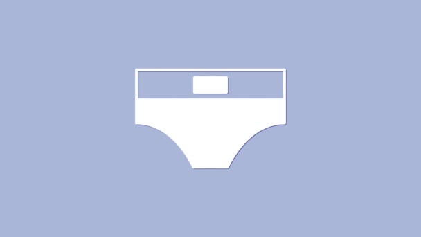 Ikona Bílých Pánských Spodků Izolovaná Fialovém Pozadí Mužské Spodní Prádlo — Stock video