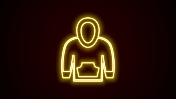 Leuchtendes Neonfarbenes Hoodie Symbol Isoliert Auf Schwarzem Hintergrund Kapuzen Sweatshirt — Stockvideo