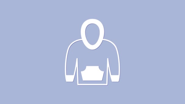 Weißes Kapuzenpullover Symbol Auf Lila Hintergrund Kapuzen Sweatshirt Video Motion — Stockvideo