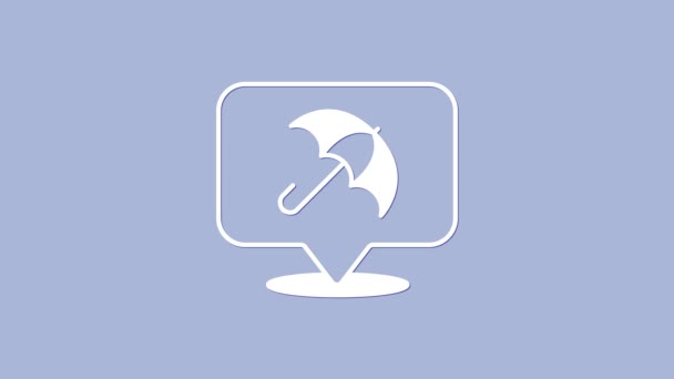 Biała Ikona Parasola Odizolowana Fioletowym Tle Koncepcja Ubezpieczenia Wodoodporna Ikona — Wideo stockowe