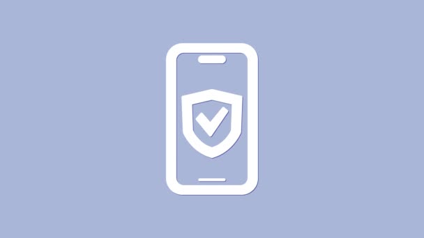 Ikona White Insurance Online Odizolowana Fioletowym Tle Ochrona Bezpieczeństwo Ochrona — Wideo stockowe
