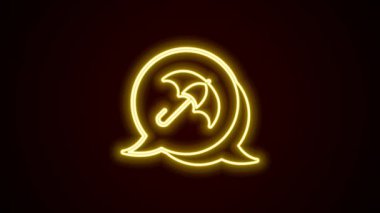 Parlayan neon hattı Umbrella simgesi siyah arkaplanda izole edildi. Sigorta konsepti. Su geçirmez ikon. Koruma, güvenlik, güvenlik kavramı. 4K Video hareketli grafik canlandırması.