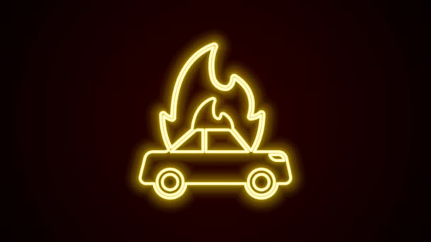 Świecąca Neonowa Linia Płonąca Ikona Samochodu Odizolowana Czarnym Tle Koncepcja — Wideo stockowe