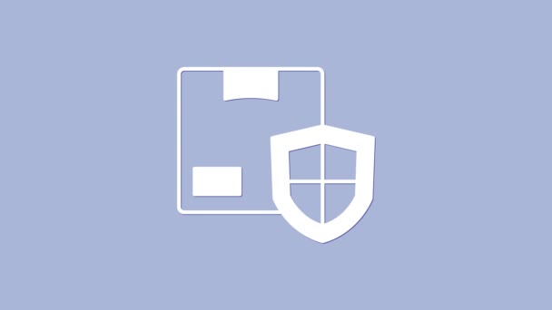 Bílá Dodávka Zabezpečení Ikonou Štítu Izolované Fialovém Pozadí Poštovní Pojištění — Stock video