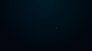 Parlayan neon çizgisi fotoğraf objektifi simgesi siyah arkaplanda izole edildi. 4K Video hareketli grafik canlandırması.