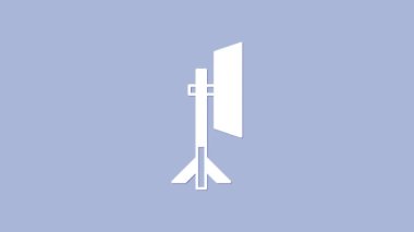 Beyaz Stüdyo ampulü mor arkaplanda izole edilmiş yumuşak kutu simgesinde. Gölge yansıma tasarımı. 4K Video hareketli grafik canlandırması.