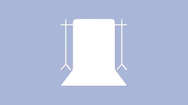 Белый Значок Фотоателье Фиолетовом Фоне Фон Экрана Видеографическая Анимация — стоковое видео