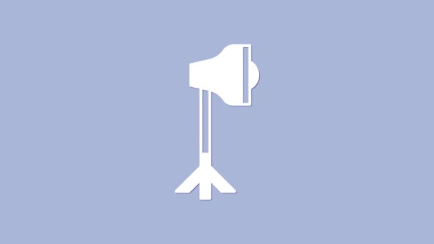 Bombilla White Studio Icono Softbox Aislada Sobre Fondo Púrpura Diseño — Vídeos de Stock