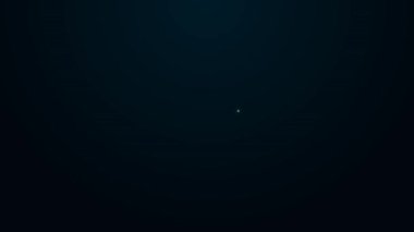 Parlayan neon hattı kamera deklanşör simgesi siyah arkaplanda izole edildi. 4K Video hareketli grafik canlandırması.