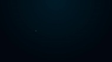Parlayan neon hattı film makarası simgesi siyah arkaplanda izole edildi. 4K Video hareketli grafik canlandırması.