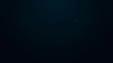 Parlayan neon hattı film alkışlayıcı simgesi siyah arkaplanda izole edildi. Film alkışlama tahtası. Alkış tahtası işareti. Sinema yapımı ya da medya endüstrisi. 4K Video hareketli grafik canlandırması.