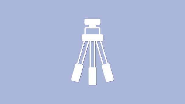 Biała Ikona Statywu Odizolowana Fioletowym Tle Animacja Graficzna Ruchu Wideo — Wideo stockowe