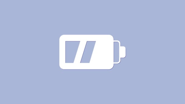 Белый Аккумулятор Иконки Камеры Выделен Фиолетовом Фоне Символ Молнии Видеографическая — стоковое видео
