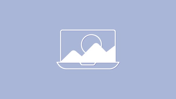 Mor Arkaplanda Izole Edilmiş Beyaz Fotoğraf Rötuşlama Simgesi Fotoğrafçı Fotoğrafçılık — Stok video