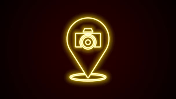 Zářící Neonová Čára Ikona Fotoaparátu Izolovaná Černém Pozadí Fotoaparát Digitální — Stock video