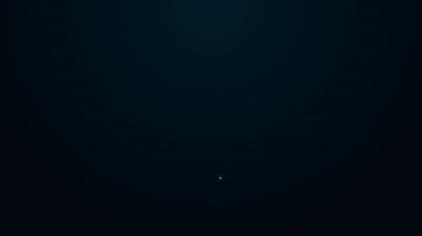 Parlayan neon hattı Atom simgesi siyah arkaplanda izole edildi. Bilimin, eğitimin, nükleer fiziğin, bilimsel araştırmaların sembolü. 4K Video hareketli grafik canlandırması.