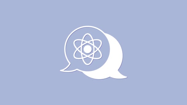 Weißes Atom Symbol Isoliert Auf Violettem Hintergrund Symbol Für Wissenschaft — Stockvideo