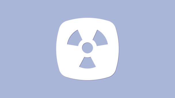 White Radioactive Icon Isolated Purple Background Radioactive Toxic Symbol Radiation — Stock Video