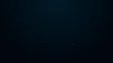 Parlayan neon hattı büyüteç ve veri analiz simgesi siyah arkaplanda izole edildi. Arama işareti. 4K Video hareketli grafik canlandırması.