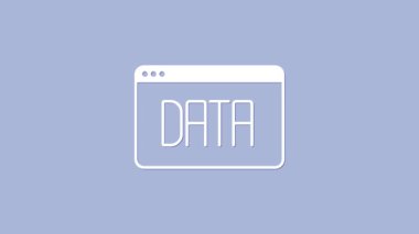 Beyaz Veri analiz simgesi mor arkaplanda izole edildi. İş veri analizi süreci, istatistik. Çizelgeler ve diyagramlar. 4K Video hareketli grafik canlandırması.