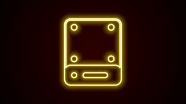 Parlayan neon hattı Sunucu, Data, Web sunucu simgesi siyah arkaplanda izole edildi. 4K Video hareketli grafik canlandırması.