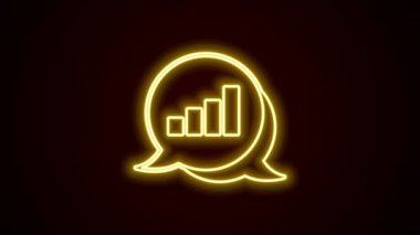 Parlayan neon hattı pasta grafiği bilgi simgesi siyah arkaplanda izole edildi. Diyagram çizelgesi. 4K Video hareketli grafik canlandırması.
