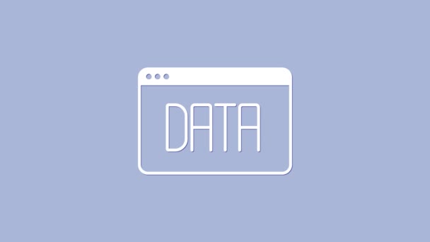 Εικονίδιο Ανάλυσης Λευκών Δεδομένων Που Απομονώνονται Μωβ Φόντο Διαδικασία Ανάλυσης — Αρχείο Βίντεο