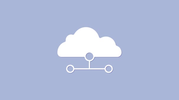 White Network Cloud Verbinding Pictogram Geïsoleerd Paarse Achtergrond Sociale Technologie — Stockvideo