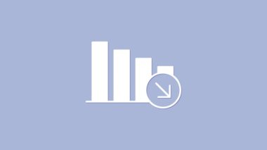 Beyaz Finansal büyüme azaltımı simgesi mor arka planda izole edildi. Gelirleri arttırıyorum. 4K Video hareketli grafik canlandırması.