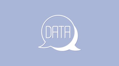 Beyaz Veri analiz simgesi mor arkaplanda izole edildi. İş veri analizi süreci, istatistik. Çizelgeler ve diyagramlar. 4K Video hareketli grafik canlandırması.