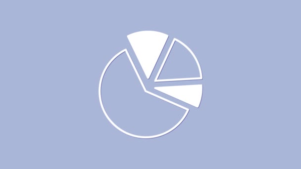 Icono Infografía Gráfico Pie Blanco Aislado Sobre Fondo Púrpura Signo — Vídeos de Stock