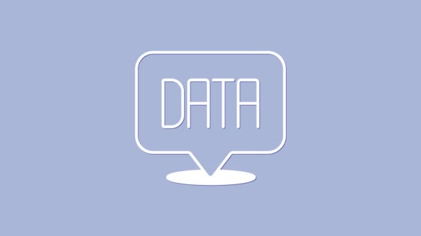 紫色の背景に分離されたホワイトデータ分析アイコン ビジネスデータ分析プロセス チャートと図 4Kビデオモーショングラフィックアニメーション — ストック動画