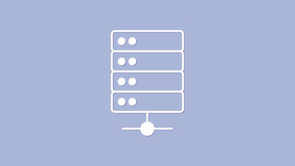 Bílý Server Data Web Hosting Ikona Izolované Fialovém Pozadí Grafická — Stock video