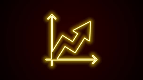 Žhnoucí Neonová Čára Ikona Zvýšení Finančního Růstu Izolovaná Černém Pozadí — Stock video