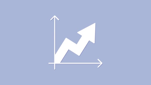 White Financial Wachstum Erhöhen Symbol Isoliert Auf Violettem Hintergrund Steigerung — Stockvideo