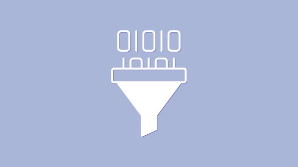 Icono Código Binario Blanco Aislado Sobre Fondo Púrpura Animación Gráfica — Vídeo de stock
