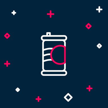 Çizgi Soda kutusu simgesi mavi arkaplanda izole edildi. Renkli taslak konsepti. Vektör.