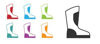 Siyah Ateş botları simgesi beyaz arkaplanda izole edildi. Simgeleri renklendirin. Vektör.