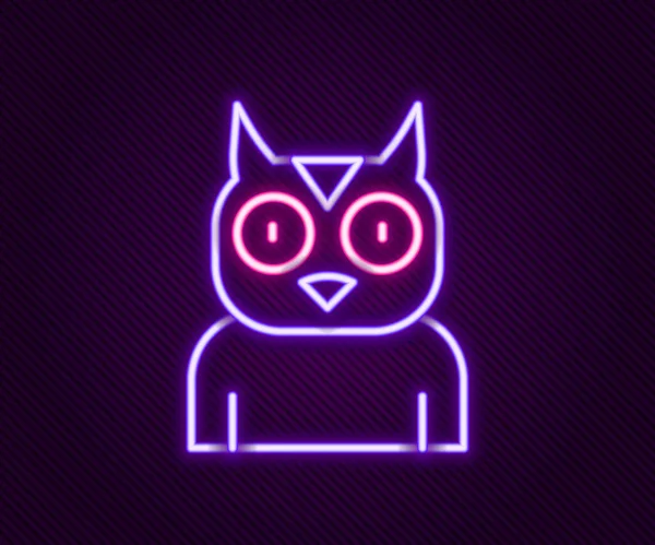Glowing neon line Owl bird icon isolated on black background. Animal symbol. Colorful outline concept. Vector.