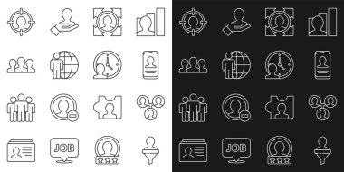 Kullanıcı grubu ve Zaman Yönetimi simgesi ile Hat Baş Avlama Projesi üs Mobil 'i ayarla. Vektör.