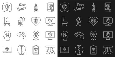 Çevrimiçi Sarkacı Psikoloji Psikologu Uyuşturucu Adam 'ın Psişik Bağımlılığı Cenaze Kol Koltuğu ve ikonu' nun mezarını kazdı. Vektör.