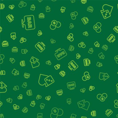 Alkol çubuğunun yerini, zar oyununu ve piyango tombala kartını pürüzsüz bir şablona ayarla. Vektör.